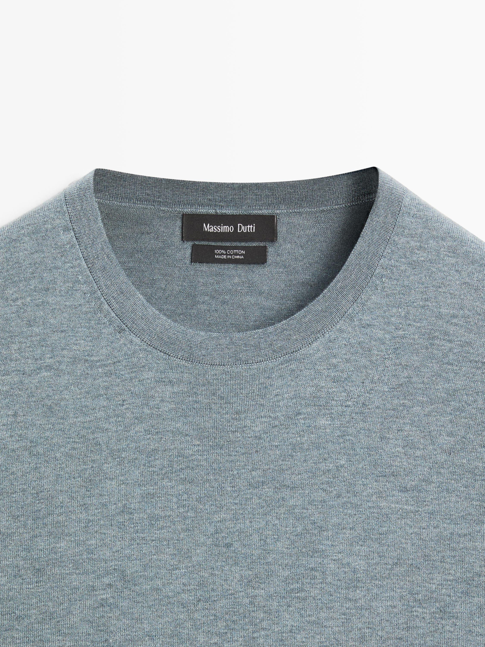 Massimo Dutti Хлопковая футболка с коротким рукавом, синий