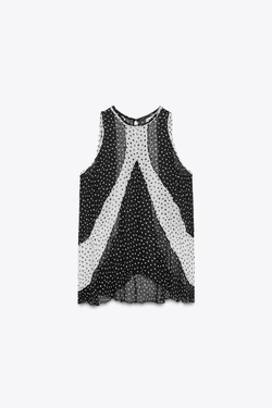 ZARA ТОП В ГОРОХ — ZW COLLECTION, ЧЕРНЫЙ