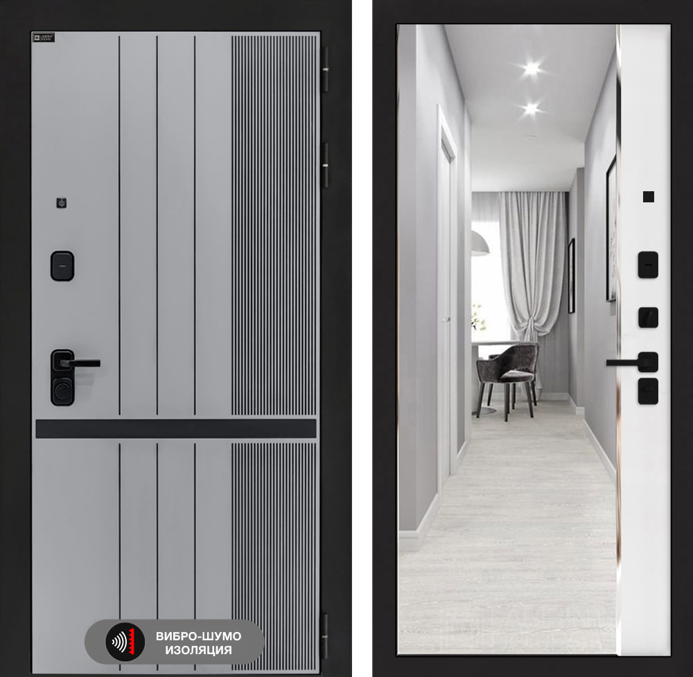 Входная дверь Лабиринт SKYLAB - Зеркало панорама Белый софт