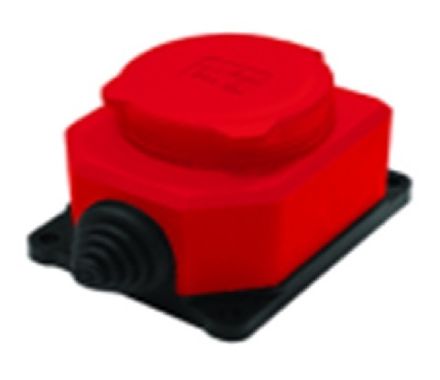 Розетка "UNIVersal" настенная однофазная с заглушкой "КОМПАКТ" каучук красный 1/20