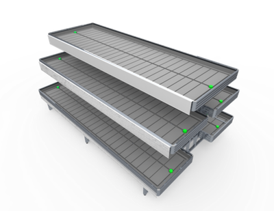 Стойка 3-х ярусная 2800*1740*1230-1430мм, 5 поддонов