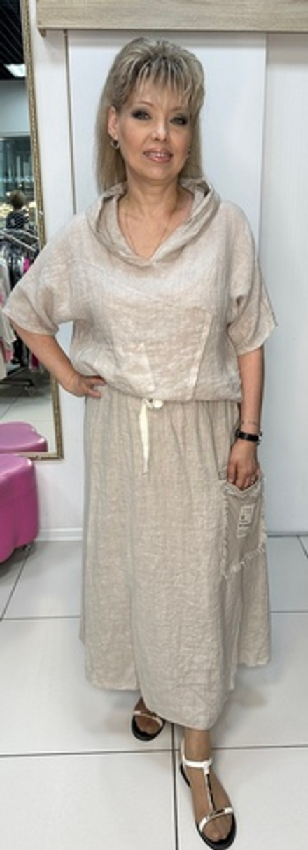 Итальянская льняная юбка с разрезами