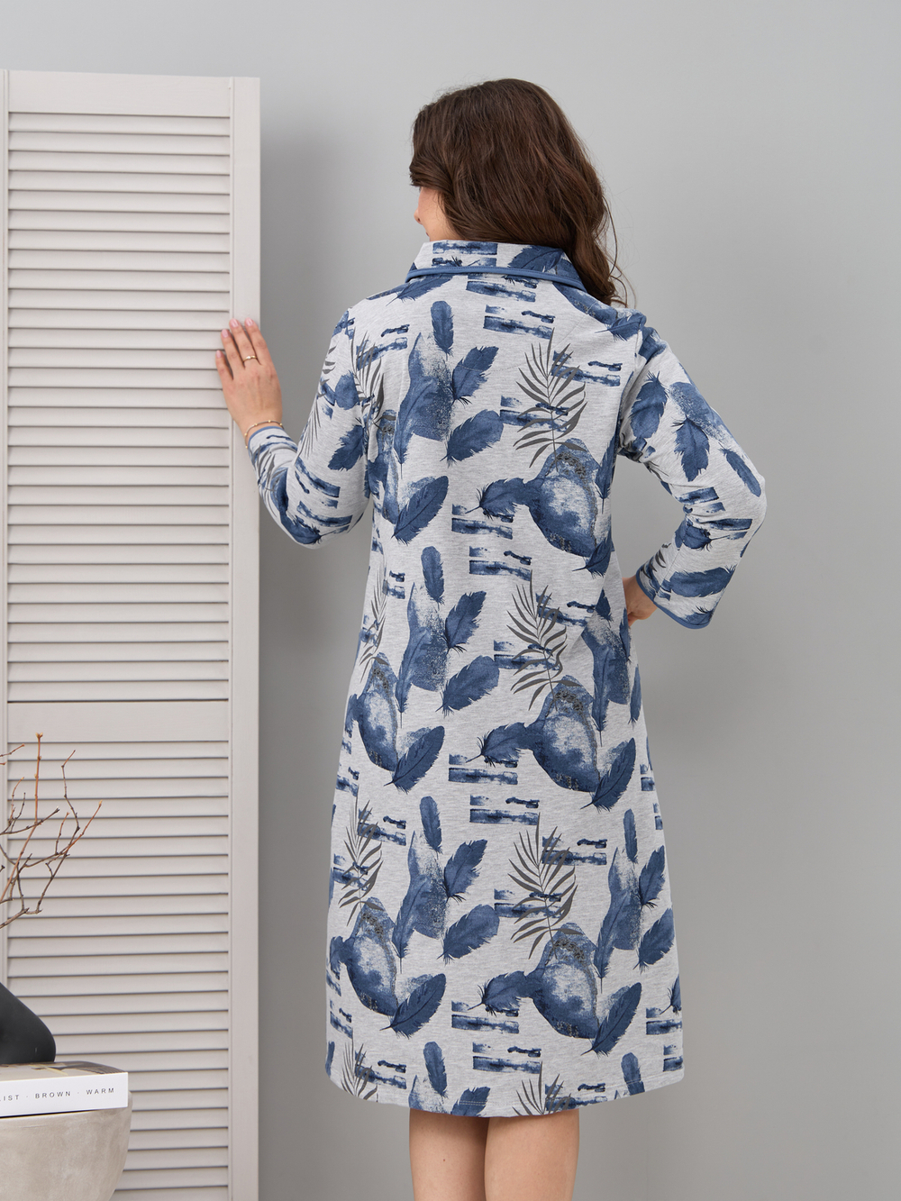 Халат Х-152Р/серыймеланж-перья