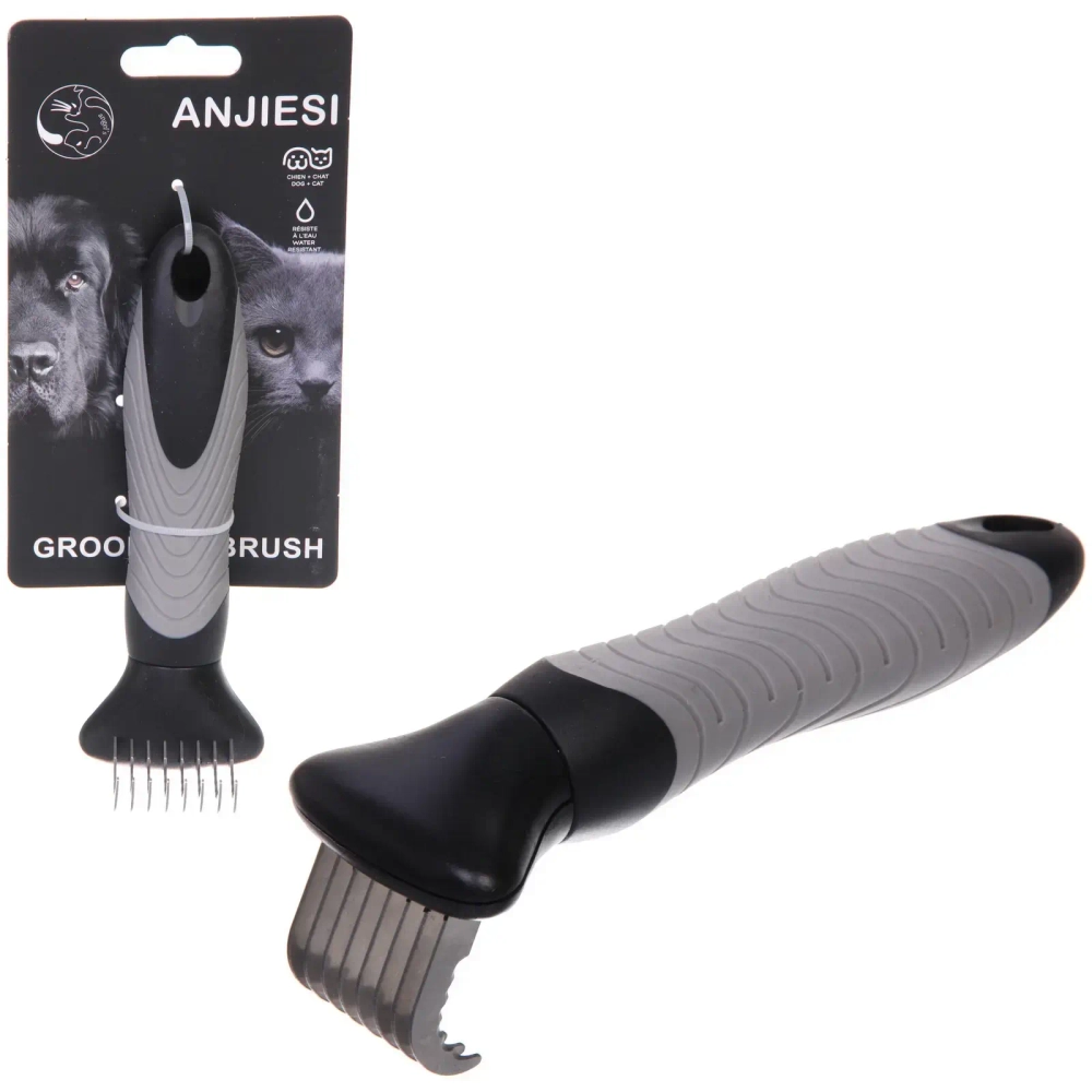 Расческа для удаления колтунов «ПРЕМИУМ - МОЙ БРО», прорезиненная ручка, цвет серый/черный, 5.5*15.5см