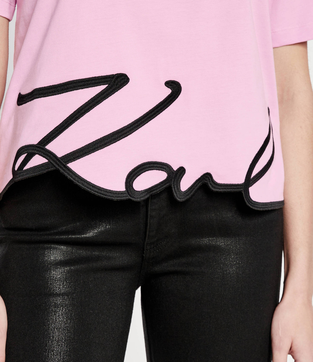 Футболка Signature Hem Karl Lagerfeld - лавандовый(226W1703)