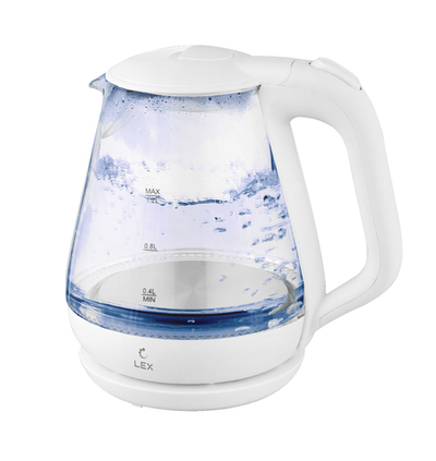 Lex LXK 30010-1,чайник стеклянный (белый)