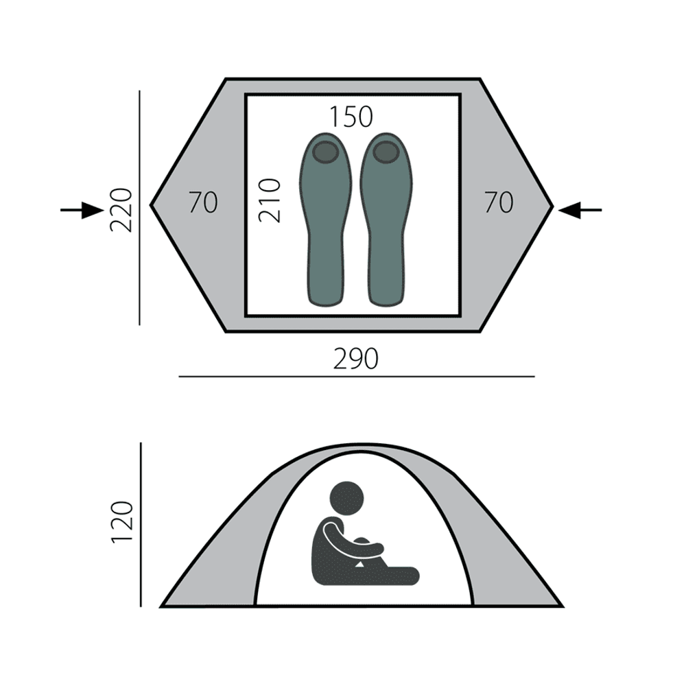 Легкая водостойкая палатка Btrace Solid 2+ (6000 мм в. ст, 3.65 кг)