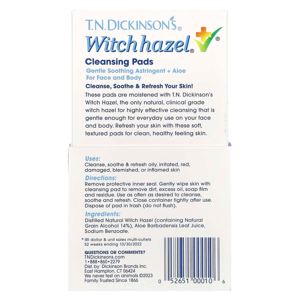 Dickinson Brands, TN Dickinson's® Witch Hazel®, очищающие салфетки, без отдушек, 60 очищающих салфеток