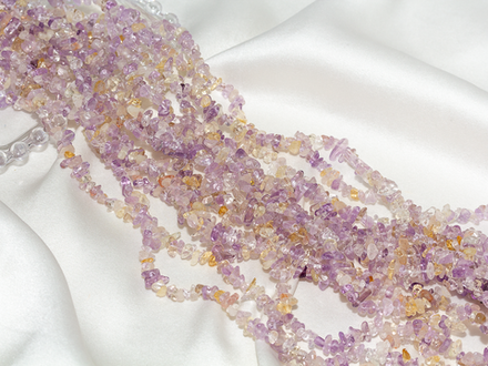 Нить бусины из аметиста и цитрина 6-7мм (галька)