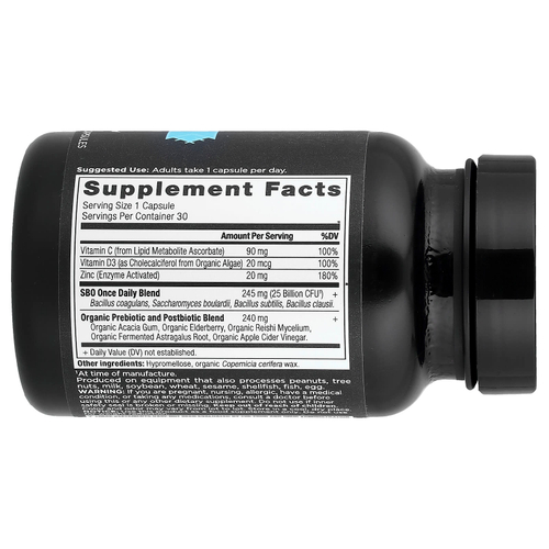Ancient Nutrition, SBO, пробиотики для приема один раз в день, для поддержки иммунитета, 25 млрд КОЕ, 30 капсул