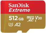 Карта памяти SanDisk Extreme 512GB microSDXC U3 V30 A2, R/W 190/130 МБ/с