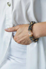 HMG 1192 Византия золото с черным Браслет с прозрачным камнем арт.1290