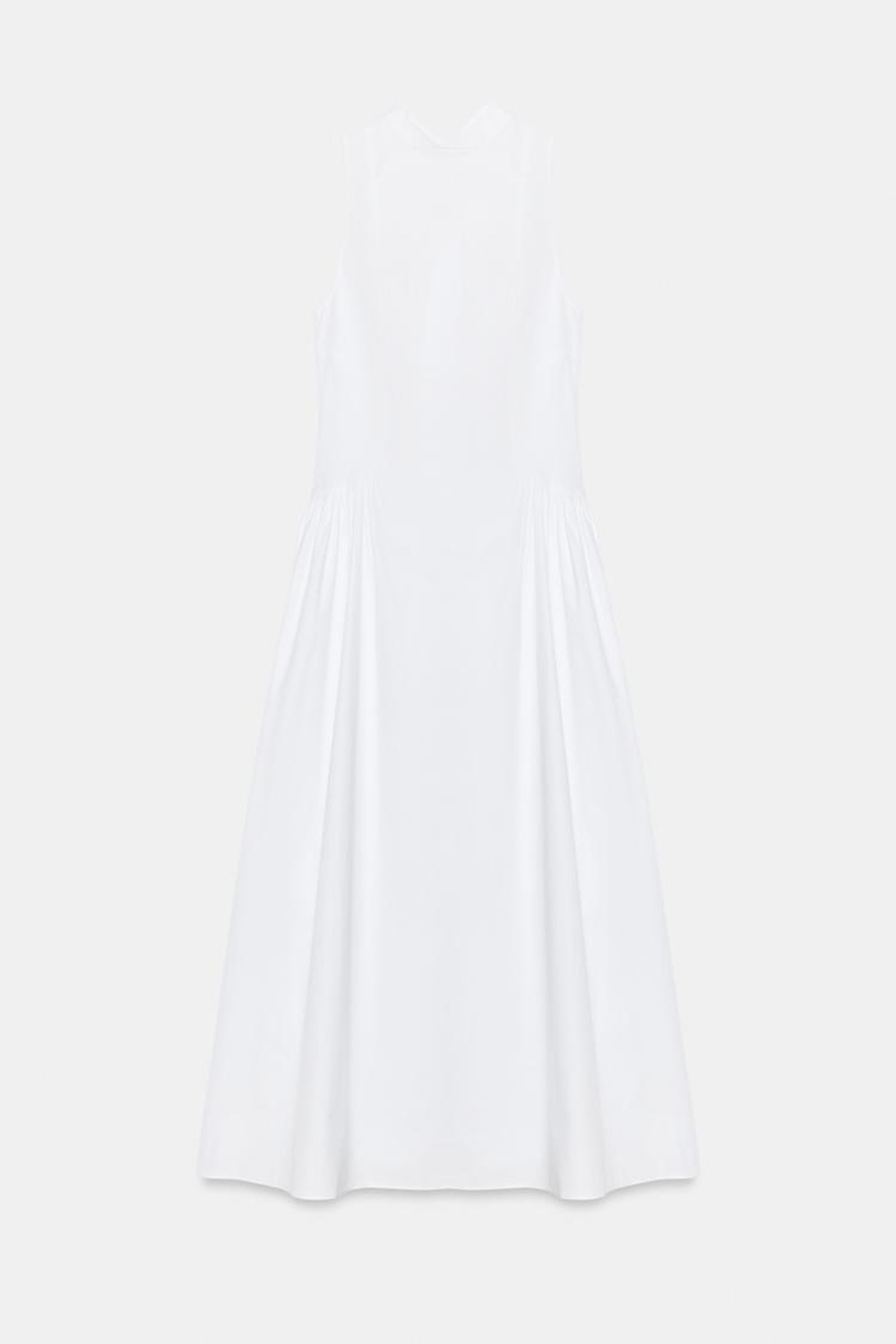 ZARA ПЛАТЬЕ МИДИ С ОТКРЫТОЙ СПИНОЙ, БЕЛЫЙ