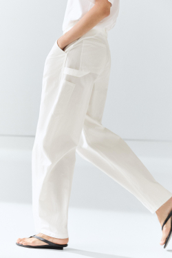 Massimo Dutti Хлопковые брюки карго, белый