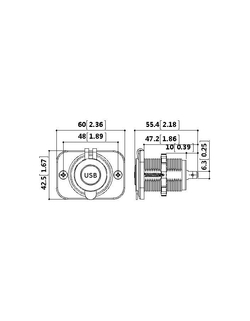 Розетка USB 3,1А c монтажной панелью