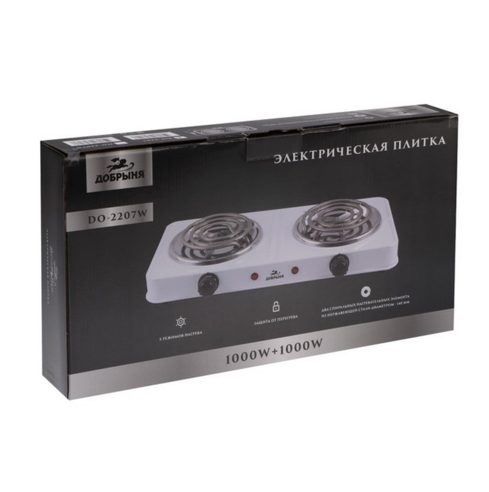 Настольная плитка электрическая ДОБРЫНЯ DO-2207 (2-К,спираль)