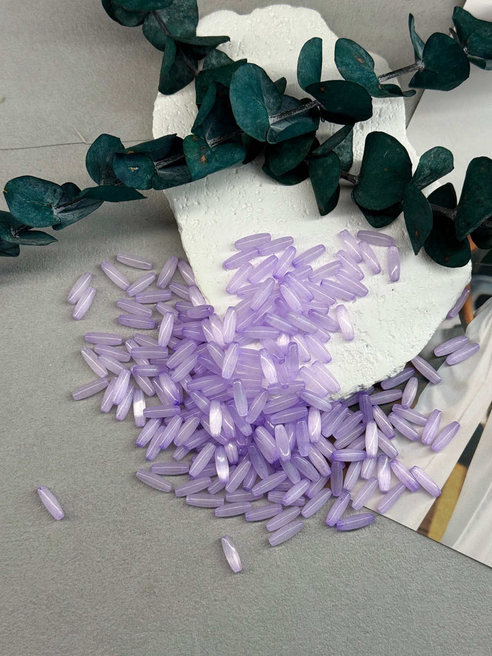 Стеклянные бусины «Кошачий глаз» 12*4 мм, 100 штук, фиалка