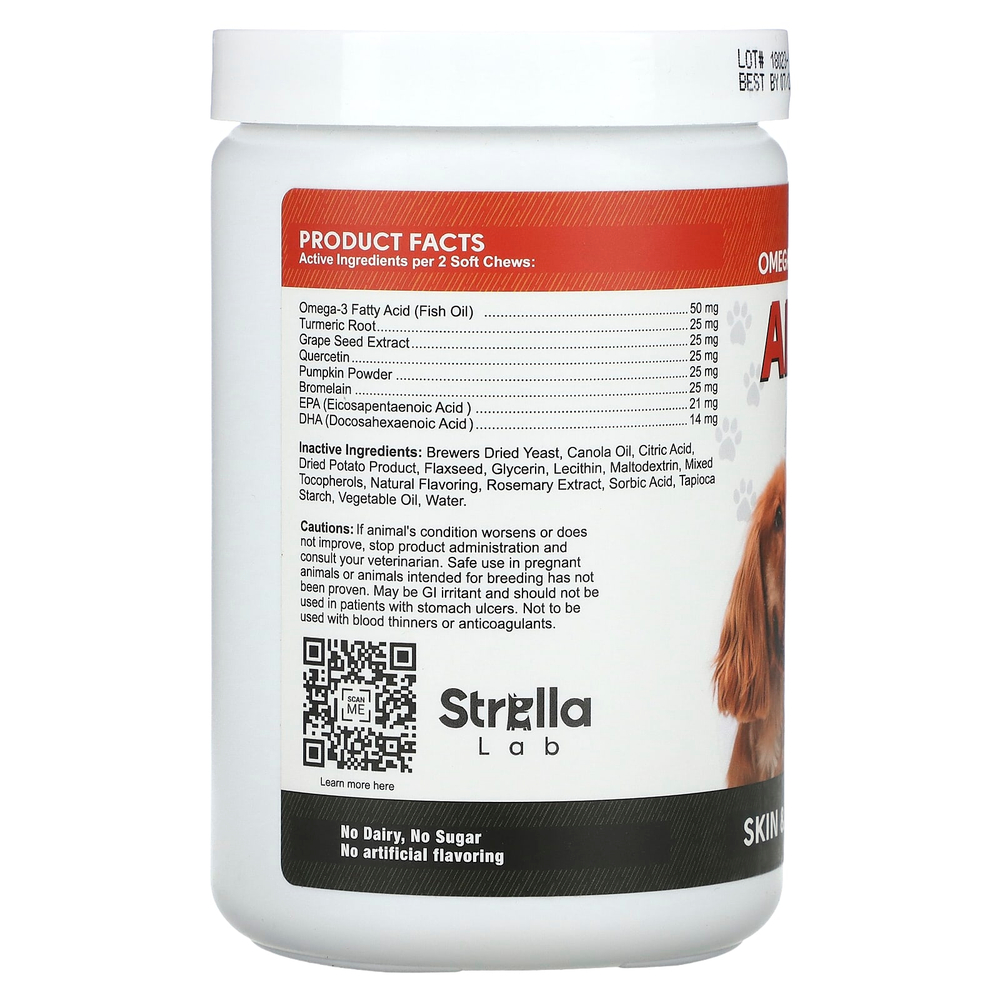 StrellaLab, Allergy Relief, жевательные таблетки для поддержки иммунитета, для собак, 180 жевательных таблеток, 396 г (13,9 унции)