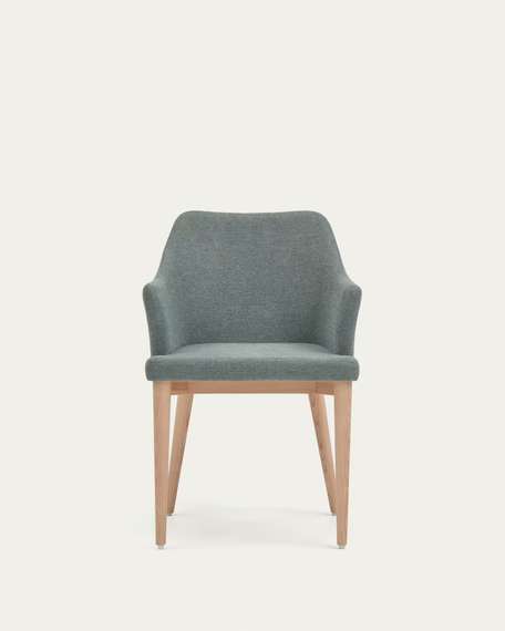 Стул с подлокотниками Croft зеленый шенилл | La Forma | Испания