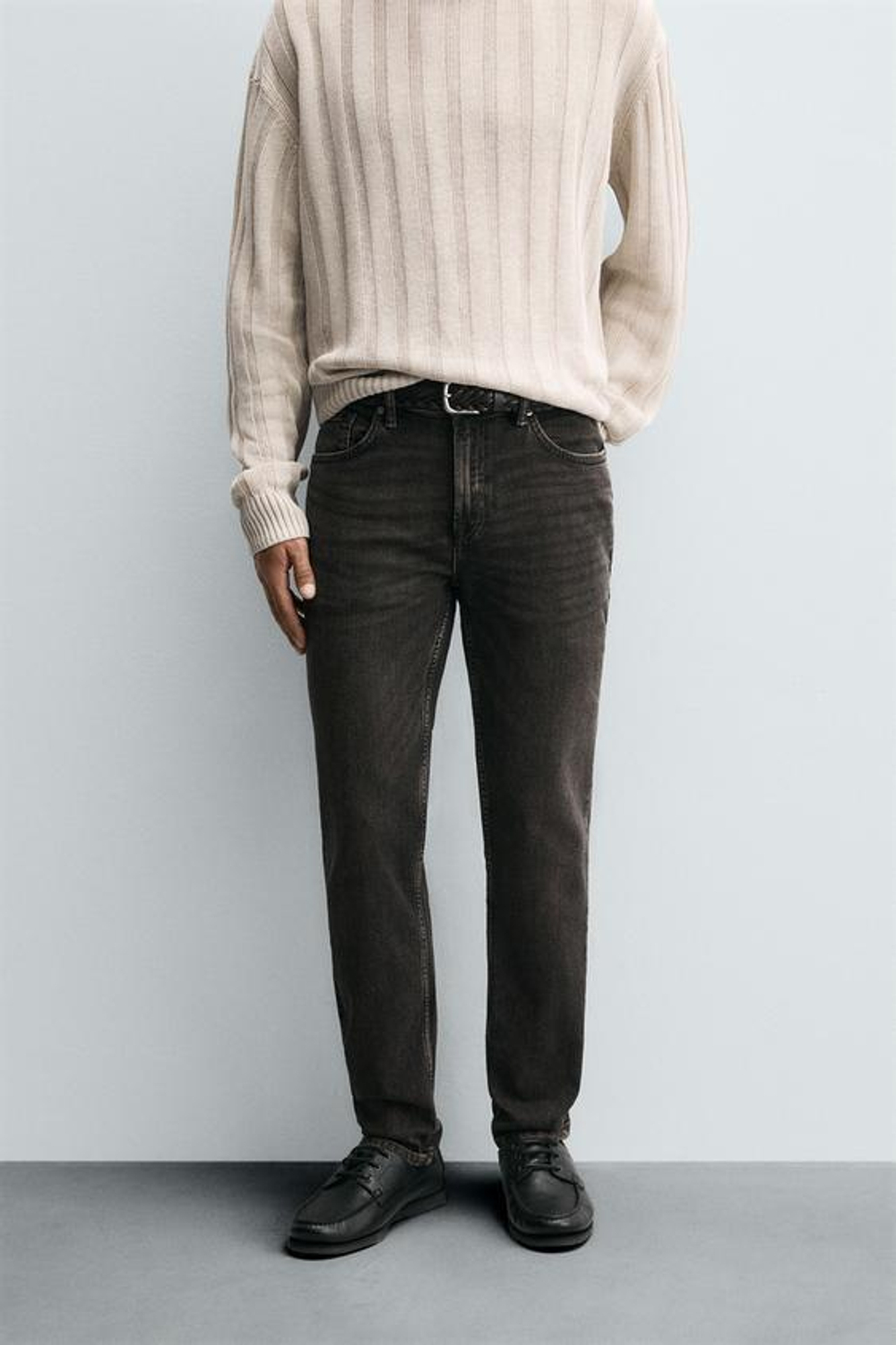 ZARA ДЖИНСЫ SLIM FIT БАЗОВЫЕ, СЕРЫЙ / БЕЖЕВЫЙ