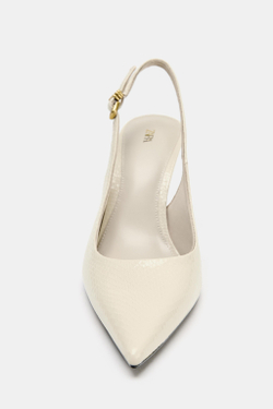 ZARA ТУФЛИ-МЮЛИ С РЕЛЬЕФНЫМ УЗОРОМ, ЭКРЮ