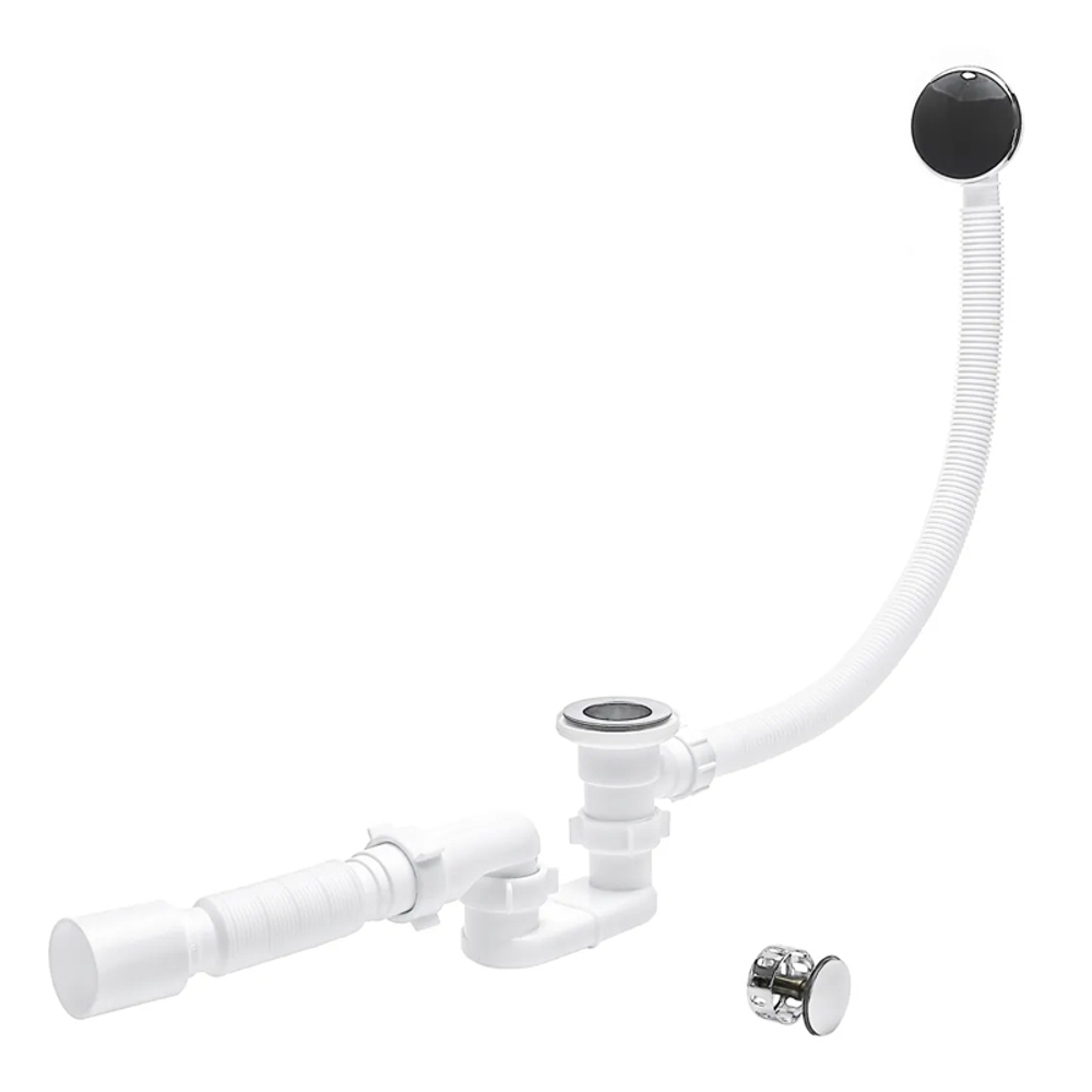 Слив-перелив АНИ Пласт для ванны 1/2"х40, плоский, выпуск клик-клак с сеткой (EC055S)