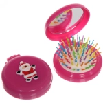 Расчёска массажная складная с зеркалом «Новогодний Мороз», цвет микс, d-6см
