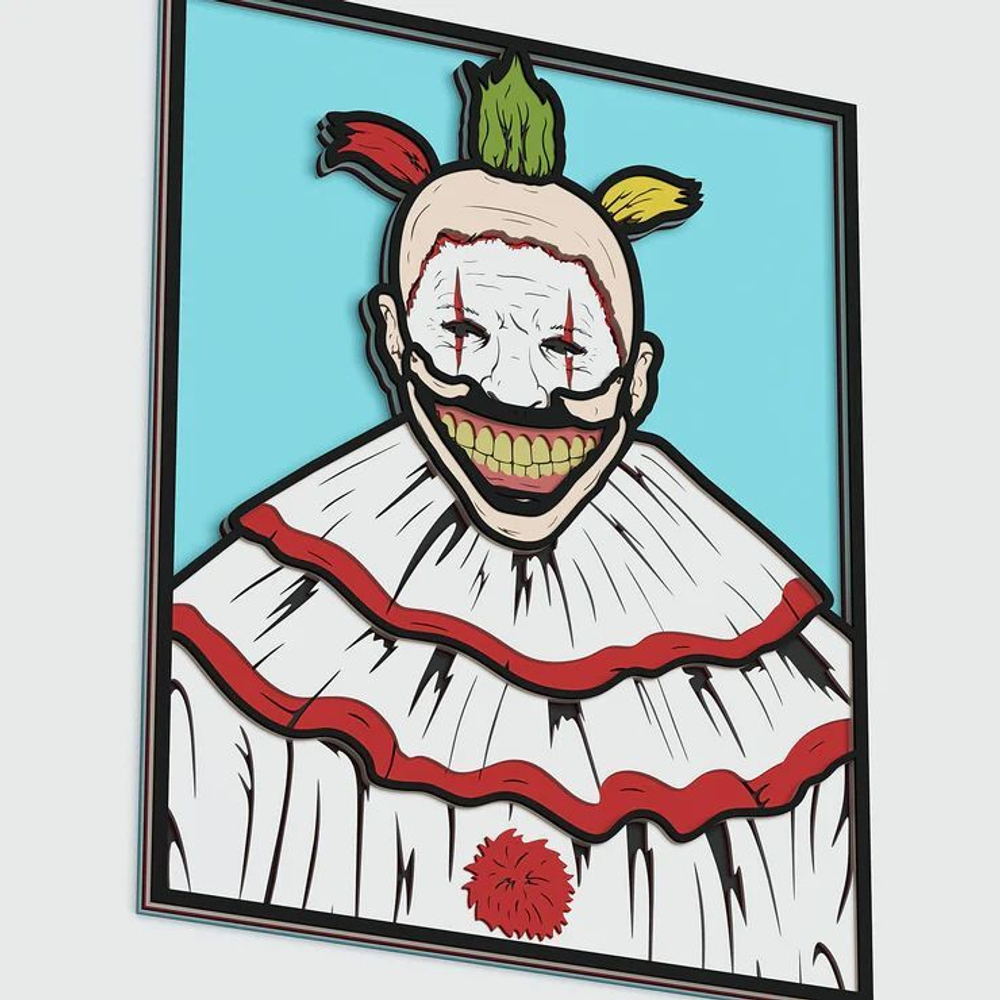 3D Картина по номерам из дерева Твисти Клоун, 38x50 см