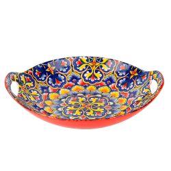 Блюдо с ручками " " (красный) 22.5х20.5х4,5см (min9) (транспортная упаковка)