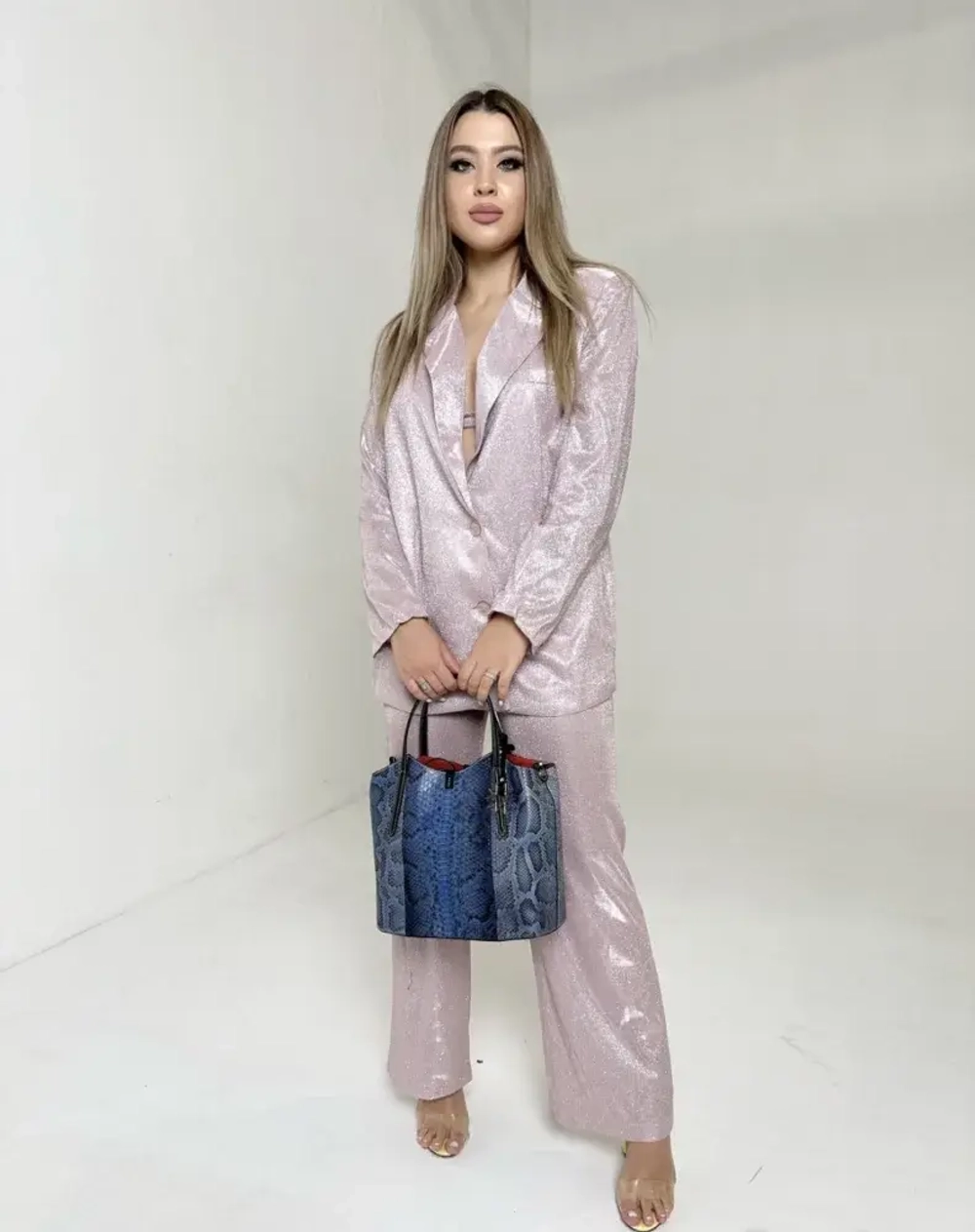 Сумка из натурального питона сине-голубого цвета