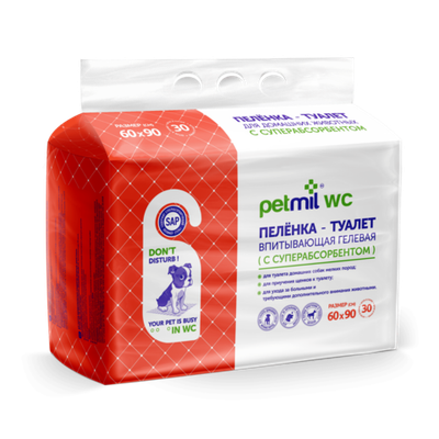 Медмил Petmil WC подстилка для кошек и собак гелевая одноразовая 60*90 см (упак 30 шт)