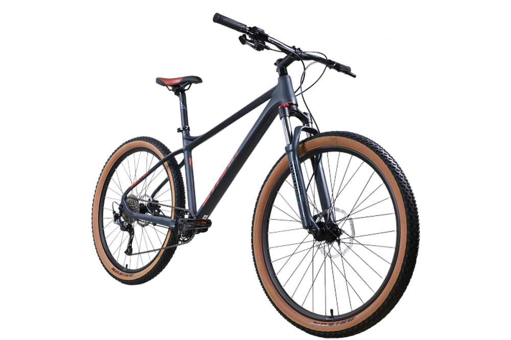 Велосипед 27.5" Stark'25 Hunter 27.3 HD р.16" антрацит матовый оранжевый металлик