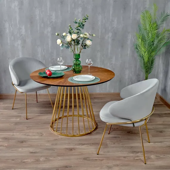 Стул Lime, кремовый микровелюр с золотыми ножками