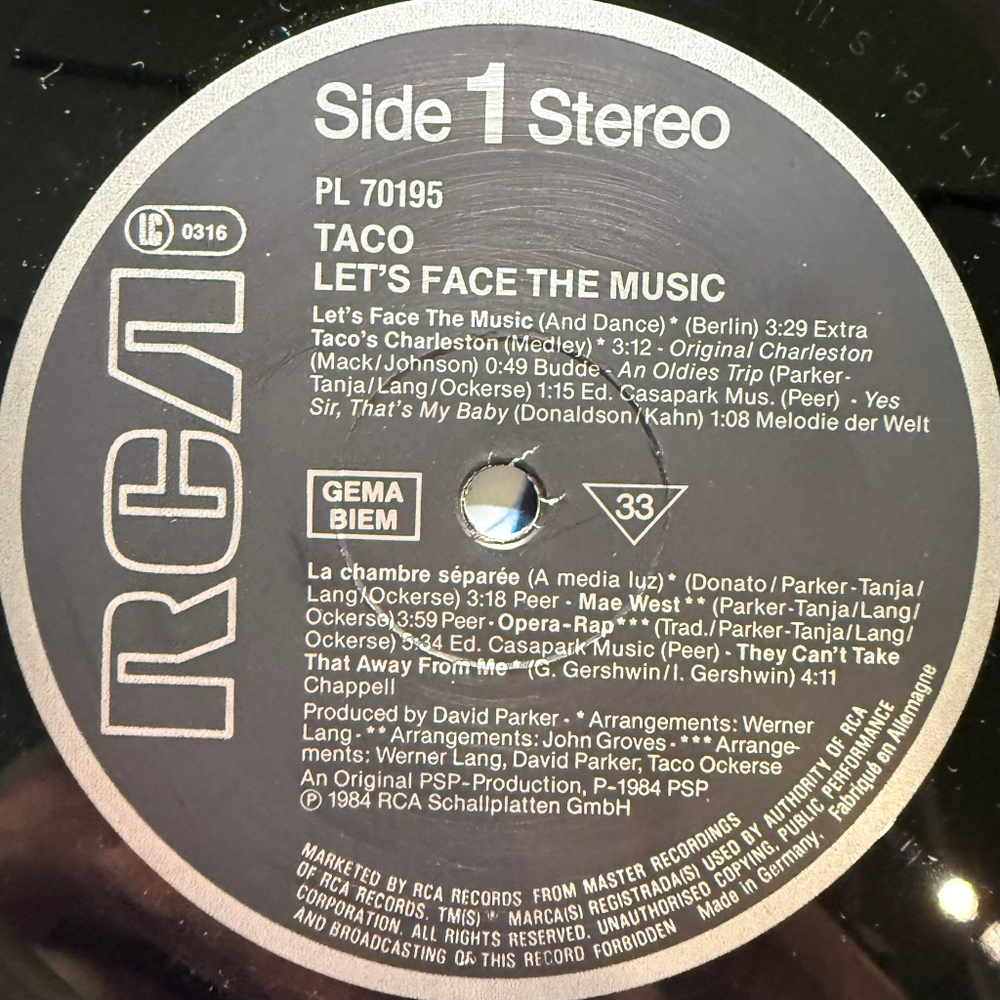 Taco ‎– Let's Face The Music (Германия 1984г.)