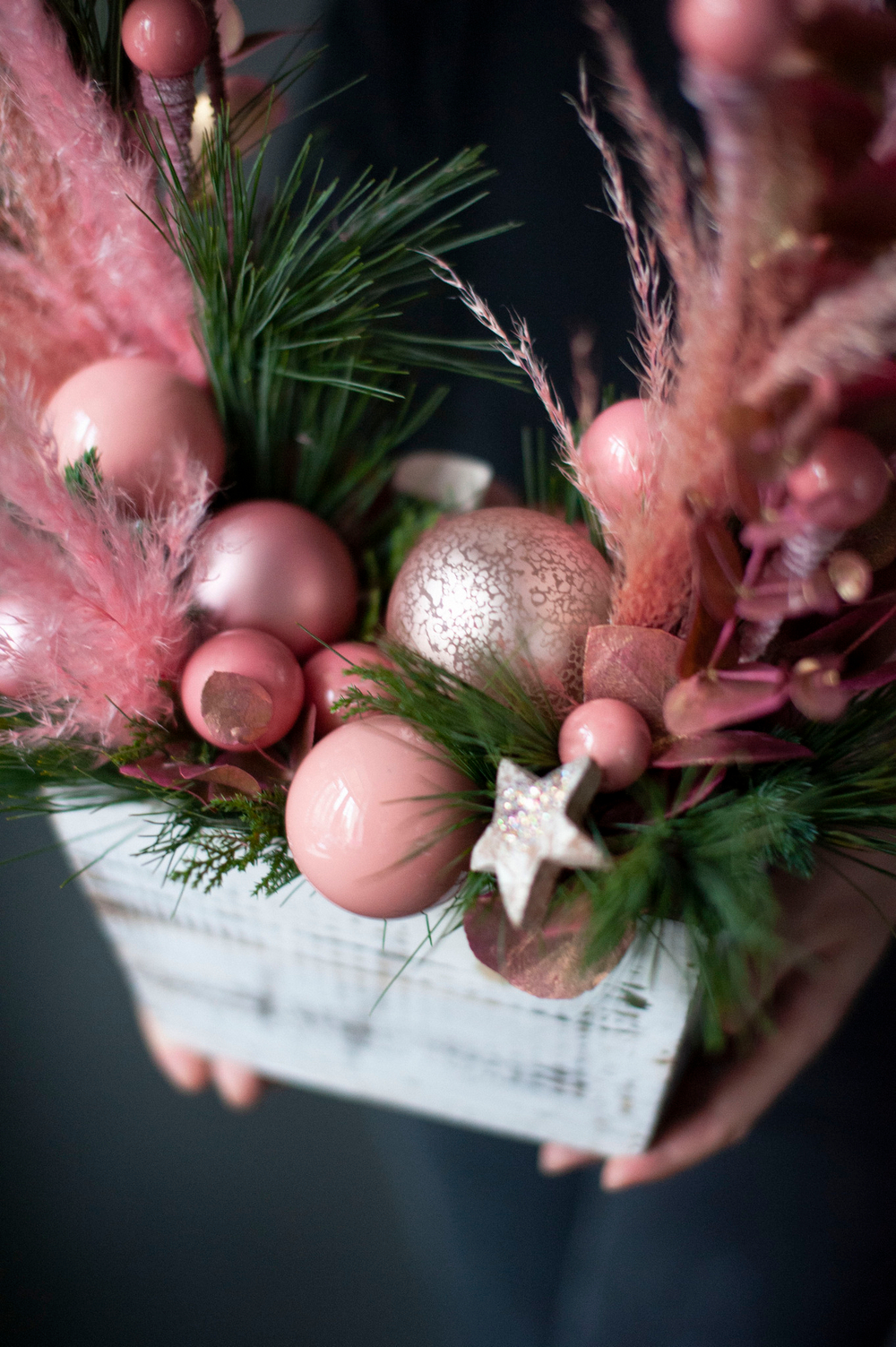 Новогодняя композиция Розовый фламинго