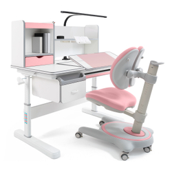 Комплект растущей мебели Ergokids кресло Ortoback + стол Florida multi, розовый.Лампа в подарок!