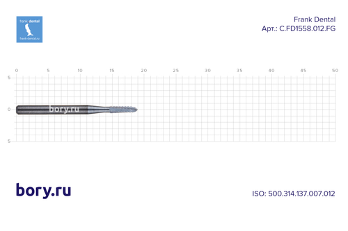 Бор твердосплавный Frank Dental типа FG - C.FD1558.012.FG для разрезания коронок