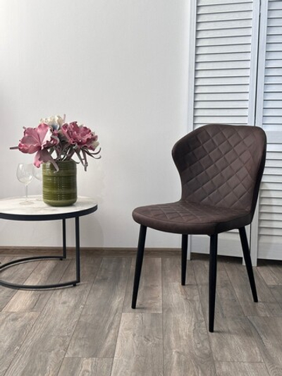 Стул МОНРО, цвет Style-06 Темно-коричневый, ткань под нубук / черный каркас М-City