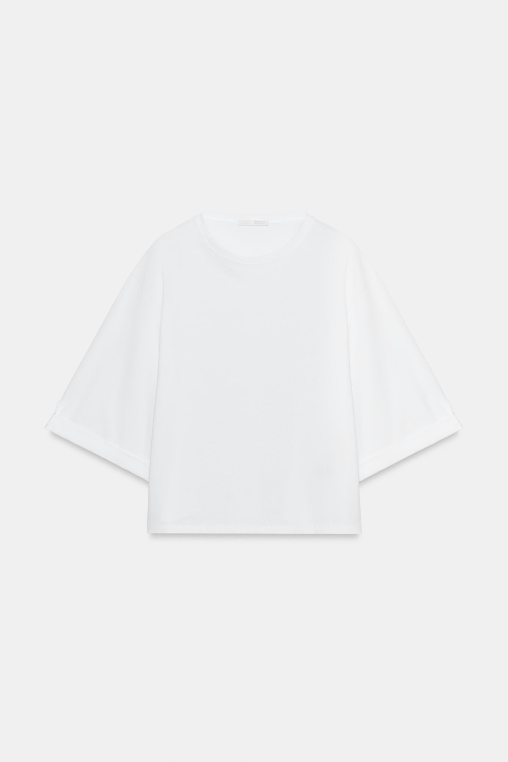 ZARA АСИММЕТРИЧНАЯ ФУТБОЛКА С ПУГОВИЦЕЙ, БЕЛЫЙ