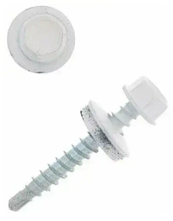 Саморез кровельный белый 5,5х19мм 7 штук
