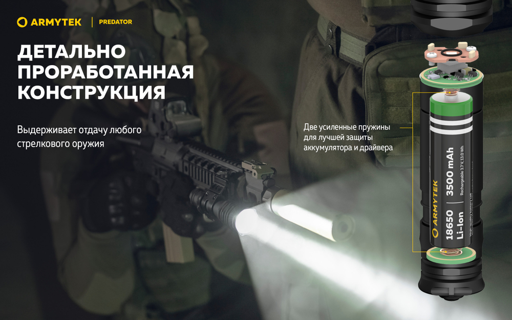 Тактический фонарь Armytek Predator F01604C (1130 люмен)