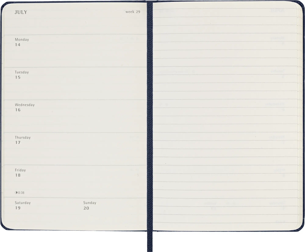 Еженедельник Moleskine (DHB2012WN2) Classic WKNT Pocket 90x140мм 144стр. синий сапфир