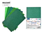 Набор фоамирана А4 5цв. 5л. Оттенки зелёного с блестками, толщина 1.5 мм, ОПП-упаковка (Mazari)