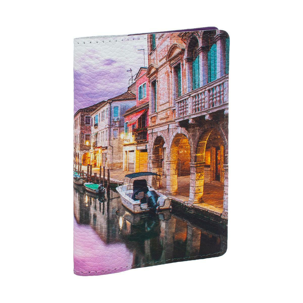 Обложка на паспорт Eshemoda 2001378625374 Вечер в Венеции, натуральная кожа,