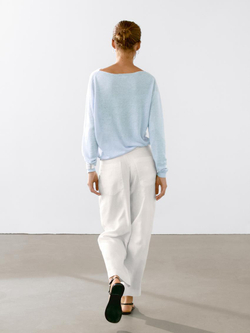 Massimo Dutti Свитер тонкой вязки из 100% льна, небесно-голубой