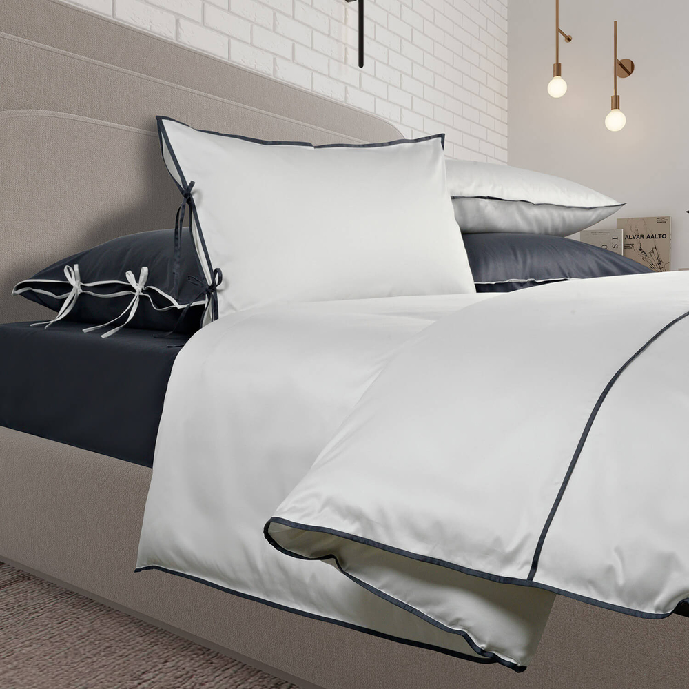 Постельное белье 1.5 спальное Sharmes Luca белый/антрацит