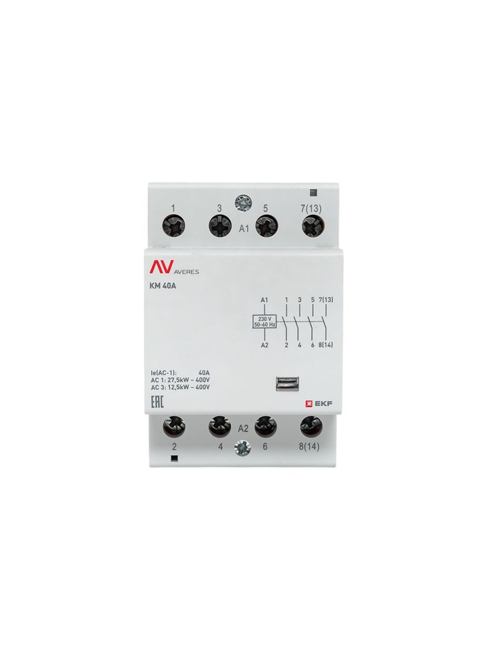 Контактор модульный КМ 40А 4NO 230В AC (3 мод.) AVERES EKF km-av-3-40-40-230V