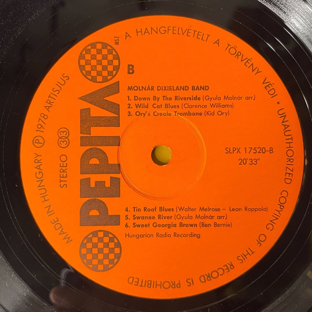 Винтажная виниловая пластинка Molnar Dixieland Band (Венгрия 1978)