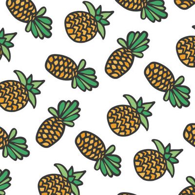 Buy summer fruit fabric hand drawn pineapples white yellow