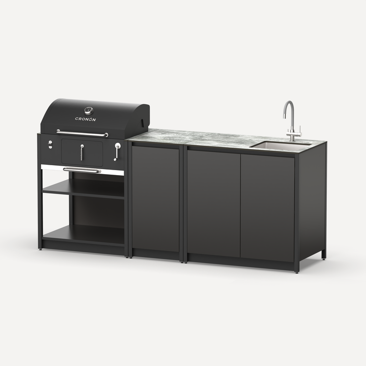Мангальный комплекс Lounge M-102SB, 2.1 м, черный/серый каспий